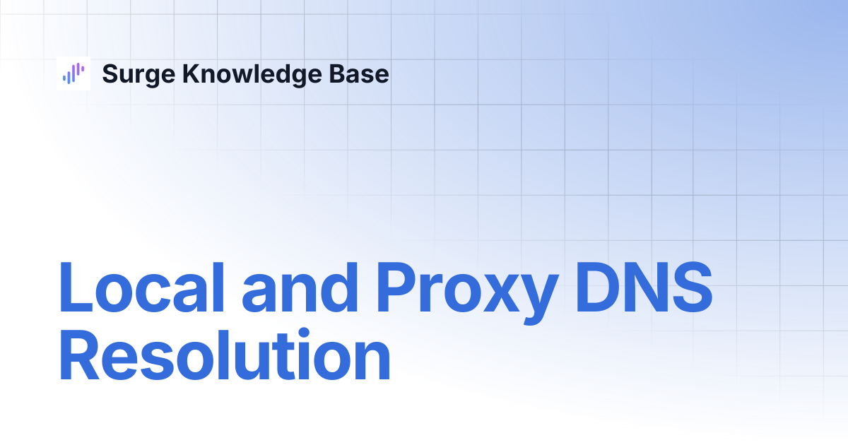 Local and Proxy DNS Resolution | Surge Knowledge Base